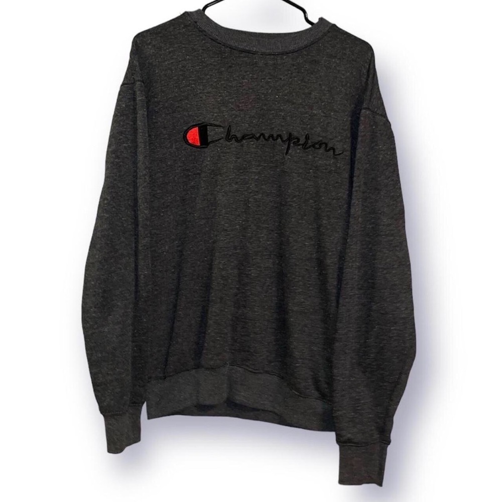Vintage Champion Mens Spell Out Script Embroidered Logo Crew Neck Sweatshirt